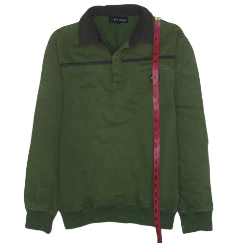 Mens UK Size L Rick Armand Green Henley Sweatshirt
