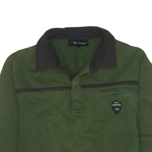 Mens UK Size L Rick Armand Green Henley Sweatshirt