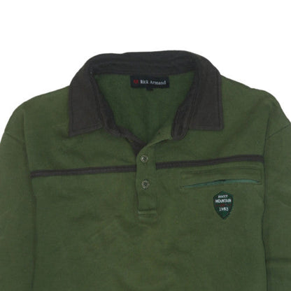 Mens UK Size L Rick Armand Green Henley Sweatshirt