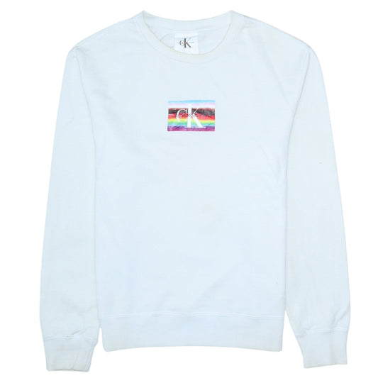 Mens UK Size S Calvin Klein Jeans White Pullover Sweatshirt