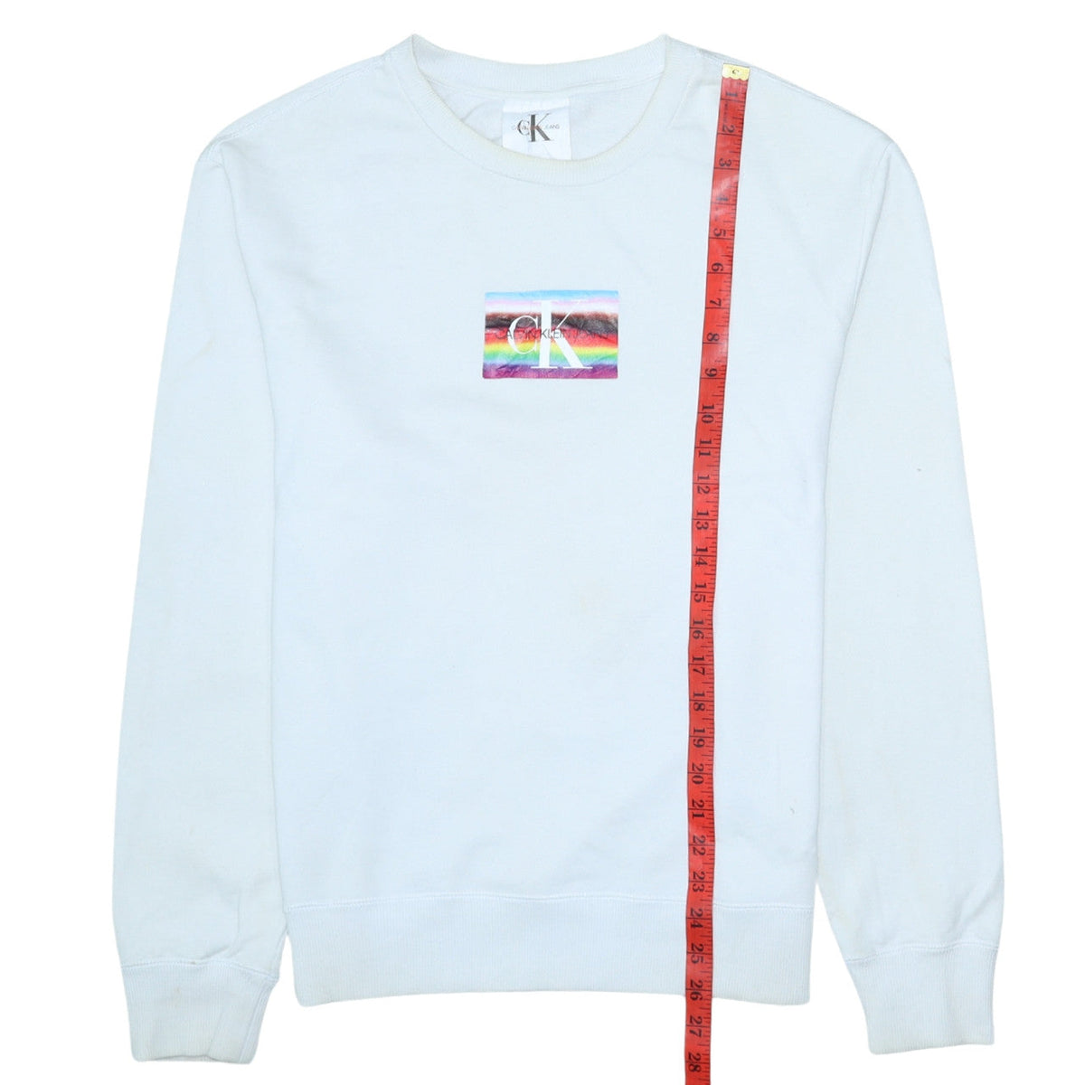 Mens UK Size S Calvin Klein Jeans White Pullover Sweatshirt