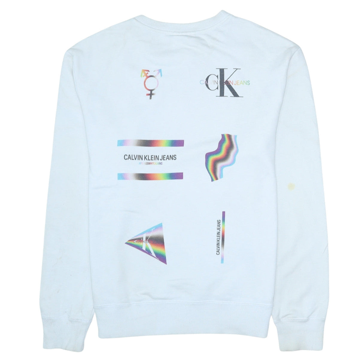 Mens UK Size S Calvin Klein Jeans White Pullover Sweatshirt