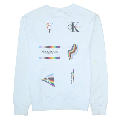 Mens UK Size S Calvin Klein Jeans White Pullover Sweatshirt
