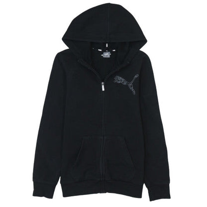 Puma Boys Black Full Zip Hoodie 13-14 Years Cotton Blend Casual Sweatshirt
