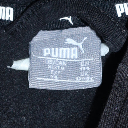 Puma Boys Black Full Zip Hoodie 13-14 Years Cotton Blend Casual Sweatshirt