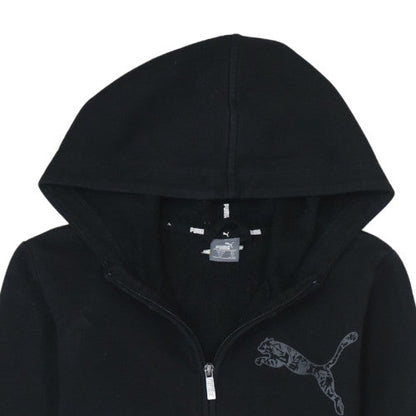 Puma Boys Black Full Zip Hoodie 13-14 Years Cotton Blend Casual Sweatshirt