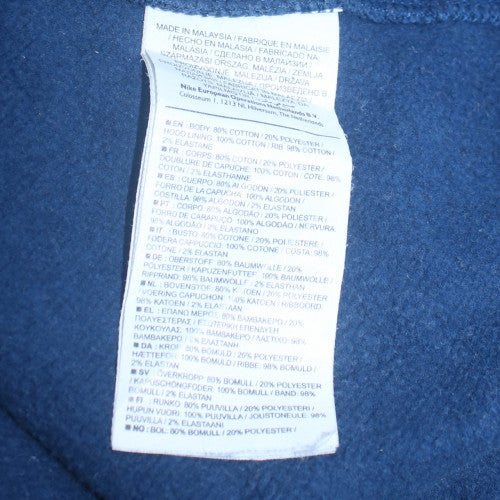Mens UK Size M Nike Blue Full Zip Hoodie