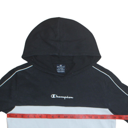 Champion Boys Black & Grey Pullover Hoodie 13-14 Years Fleece Logo Sweatshirt