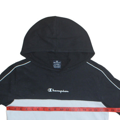 Champion Boys Black & Grey Pullover Hoodie 13-14 Years Fleece Logo Sweatshirt