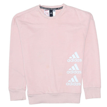 Adidas Girls Pink Crew Neck Pullover Sweatshirt 13-14 Years Cotton Blend