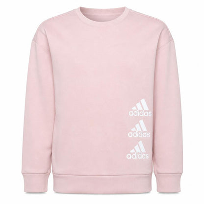 Front view of Adidas girls’ pink crew neck pullover sweatshirt 13-14 years cotton blend