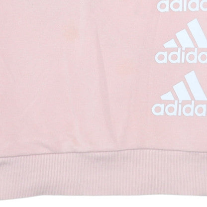 Adidas Girls Pink Crew Neck Pullover Sweatshirt 13-14 Years Cotton Blend