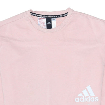 Adidas Girls Pink Crew Neck Pullover Sweatshirt 13-14 Years Cotton Blend