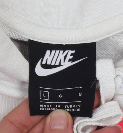 Mens UK Size L Nike White Pullover Hoodie