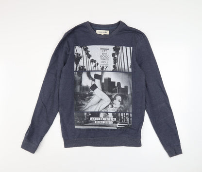 Mens UK Size S River Island Blue Pullover Sweatshirt