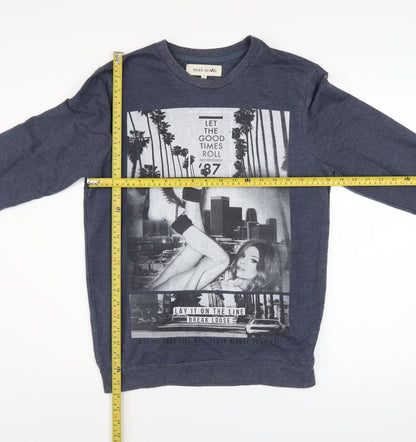 Mens UK Size S River Island Blue Pullover Sweatshirt