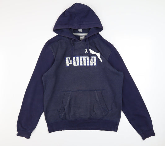 Mens UK Size M PUMA Blue Pullover Hoodie