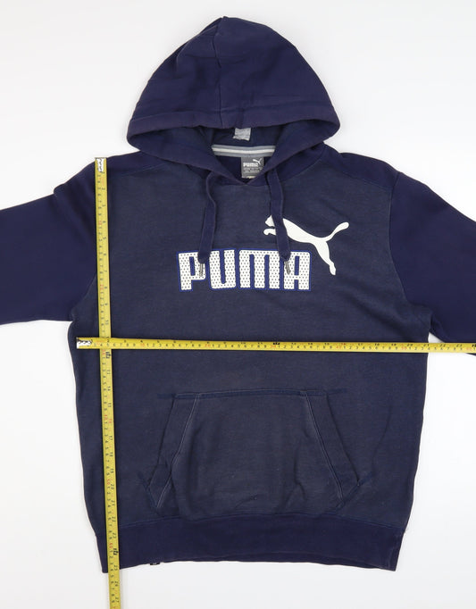 Mens UK Size M PUMA Blue Pullover Hoodie