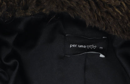 Marks and Spencer Per Una Women's Brown Faux Fur Mid-Length Coat M