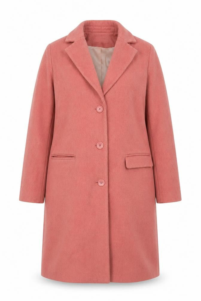 Crew Clothing Pink Wool Blend Long Overcoat Size 10