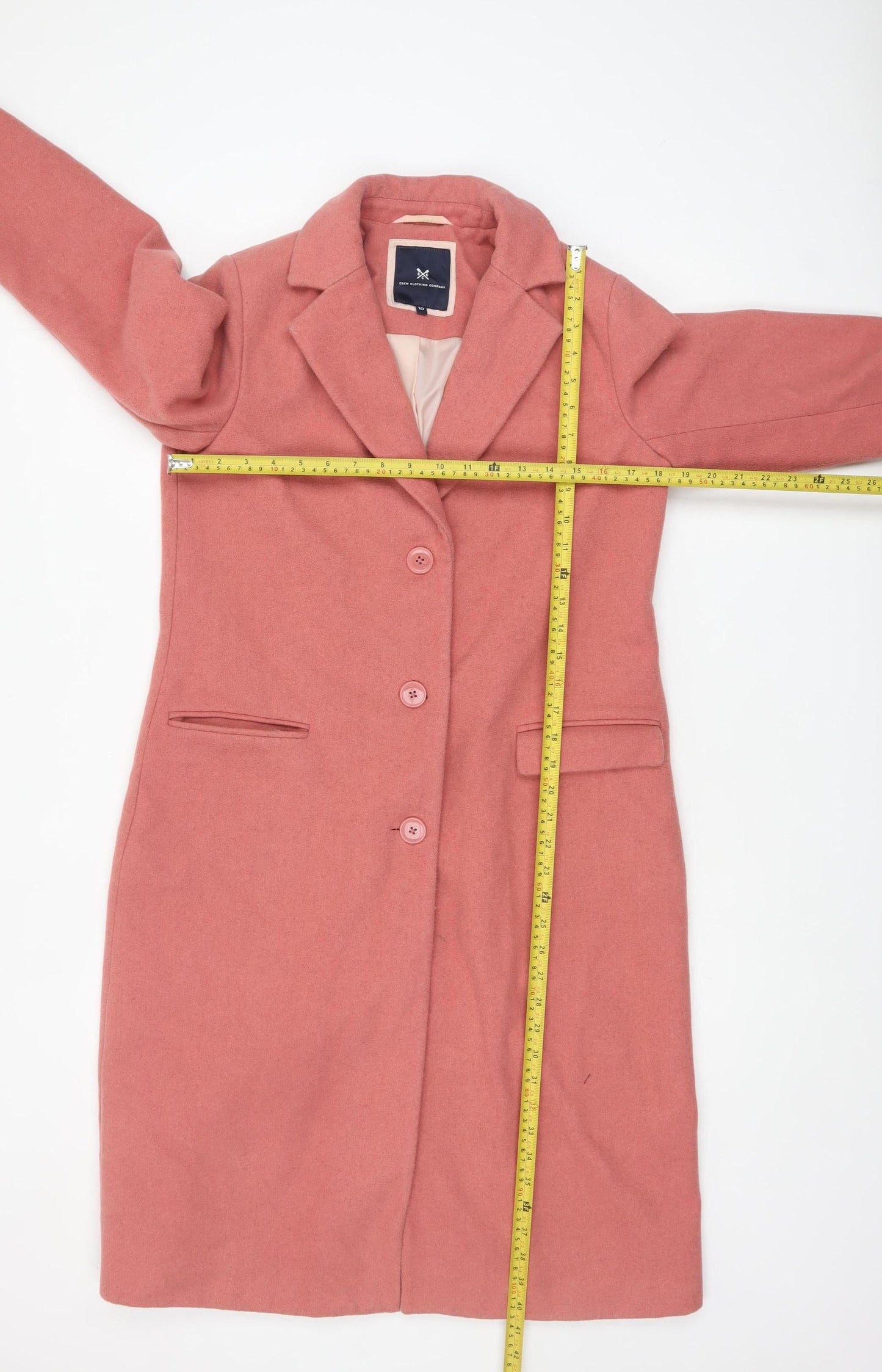 Womens UK Size 10 Crew Clothing Company Pink Overcoat
