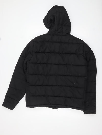 TRN 1961 Men's Black L Hooded Puffer Jacket Winter Lined Zip