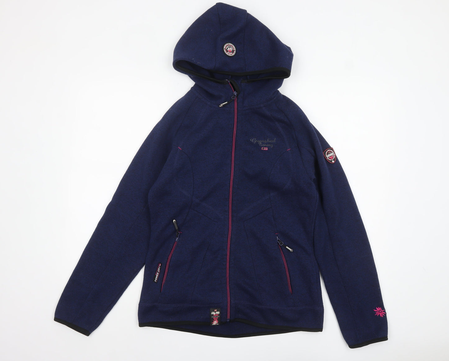 Womens UK Size 12 Geographical Norway Blue Full Zip Hoodie