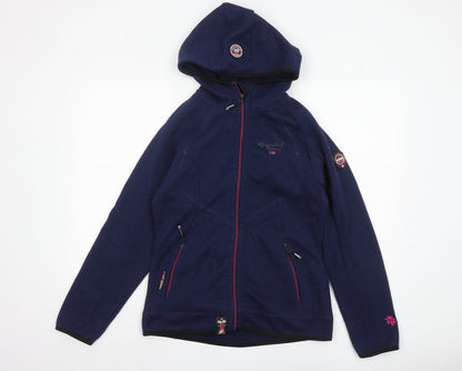 Womens UK Size 12 Geographical Norway Blue Full Zip Hoodie