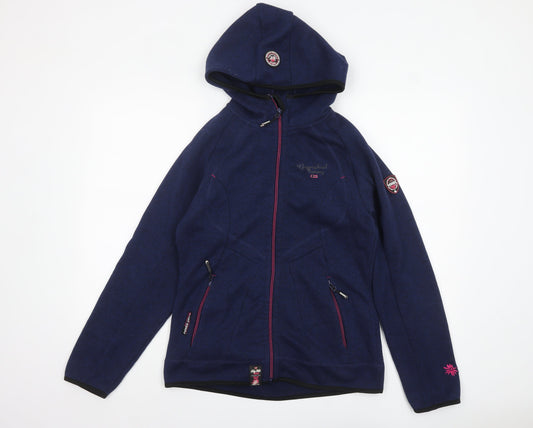 Womens UK Size 12 Geographical Norway Blue Full Zip Hoodie