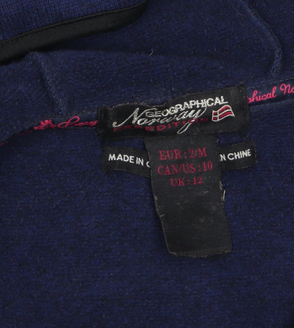 Womens UK Size 12 Geographical Norway Blue Full Zip Hoodie