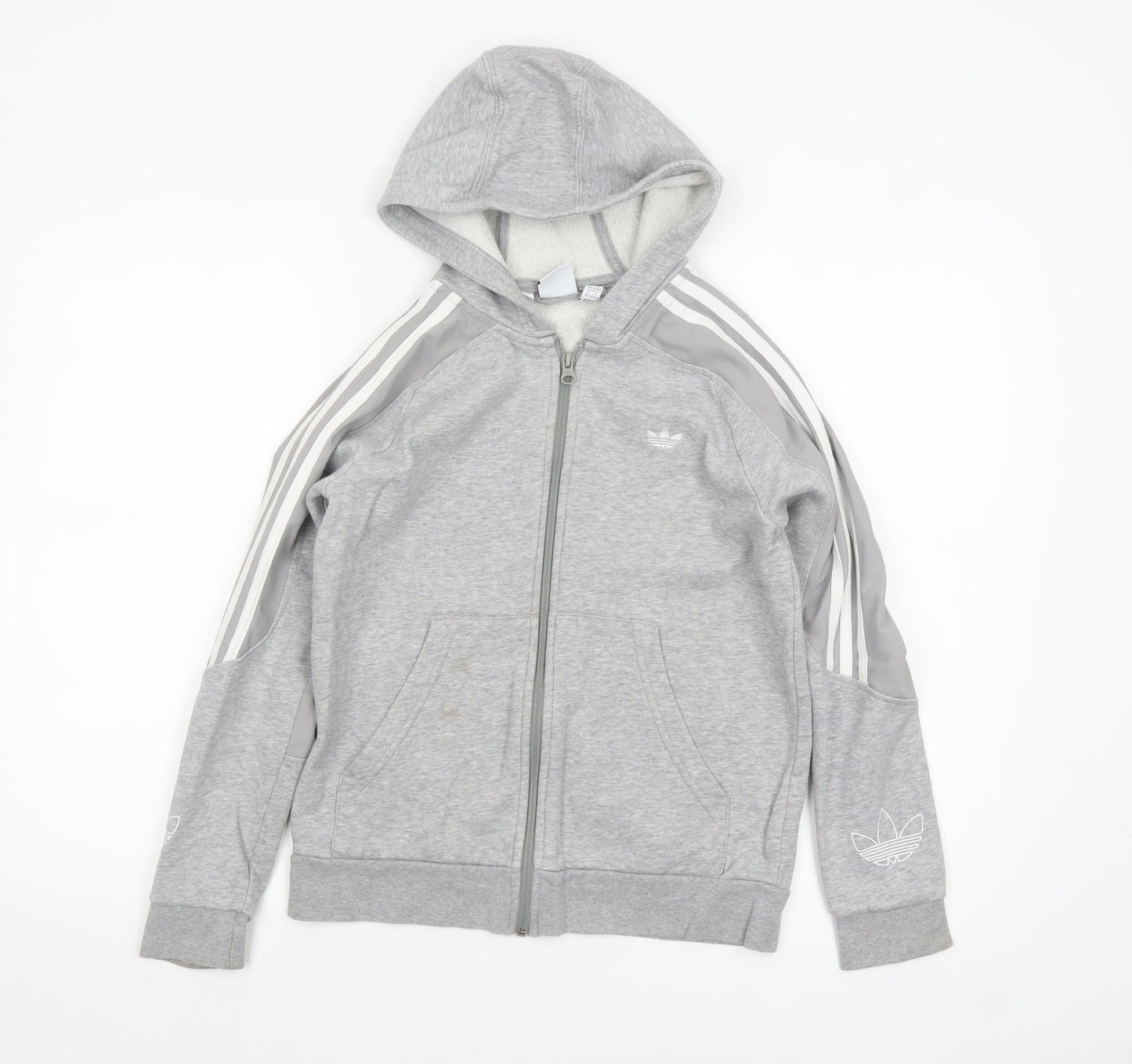Boys UK Size 11-12 Years adidas Grey Full Zip Hoodie