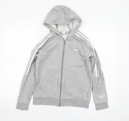 Boys UK Size 11-12 Years adidas Grey Full Zip Hoodie