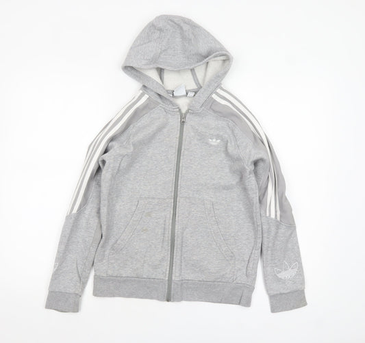 Boys UK Size 11-12 Years adidas Grey Full Zip Hoodie