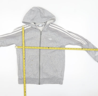Boys UK Size 11-12 Years adidas Grey Full Zip Hoodie