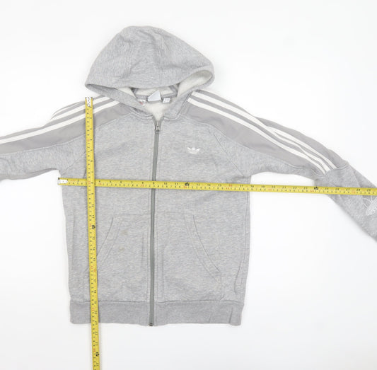 Boys UK Size 11-12 Years adidas Grey Full Zip Hoodie