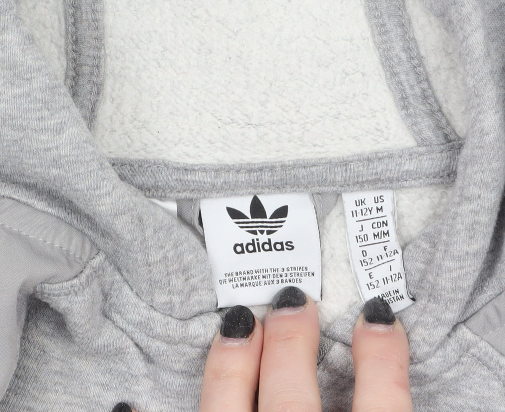 Boys UK Size 11-12 Years adidas Grey Full Zip Hoodie