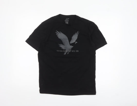 Mens UK Size XS American Eagle Black  T-Shirt