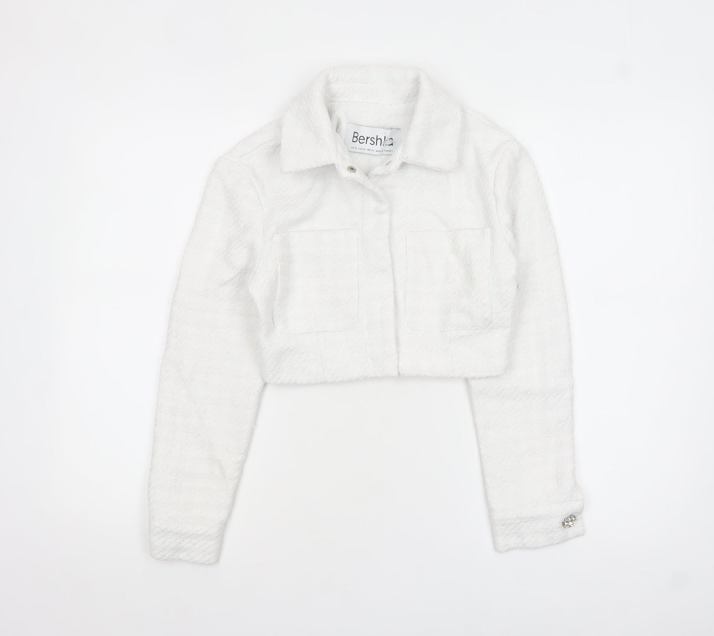 Womens UK Size XS Bershka White Basic Jacket