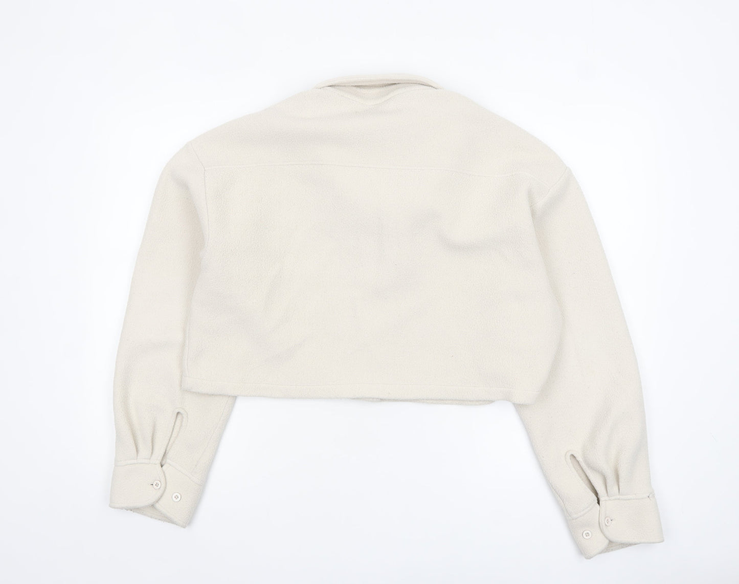 Outfitters Women's Ivory Cropped Fleece Button Jacket Size L