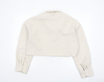Outfitters Women's Ivory Cropped Fleece Button Jacket Size L