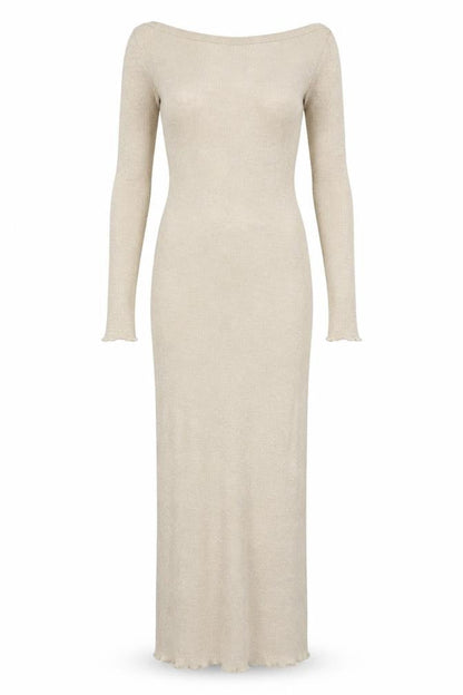 Pull&Bear Women's Beige Long Sleeve Bodycon Knit Dress Size 12