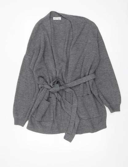 Urban Bliss Women's Grey Knit Belted Cardigan UK 10