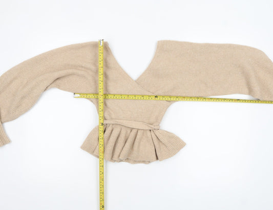 ASOS Design Women Beige Wrap Jumper UK 10 Belted Long Sleeve Knit