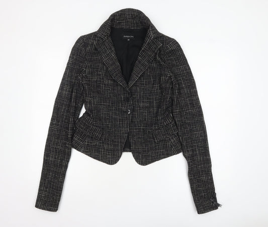 Patrizia Pepe Women’s Black Check Tweed Wool Blazer Size 16