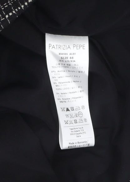Patrizia Pepe Women’s Black Check Tweed Wool Blazer Size 16