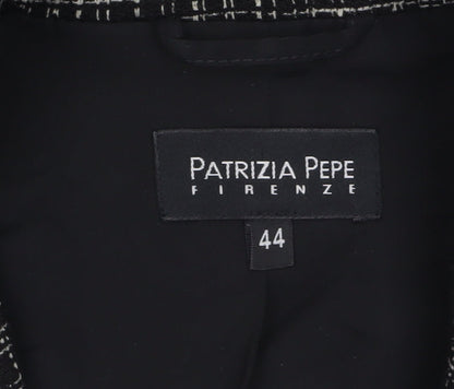 Patrizia Pepe Women’s Black Check Tweed Wool Blazer Size 16