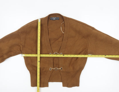 Primark Women Brown Medium Knit Cardigan with Buckle Detail