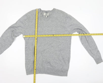 Next Men’s Grey V-Neck Cotton Jumper M Classic Knit Pullover
