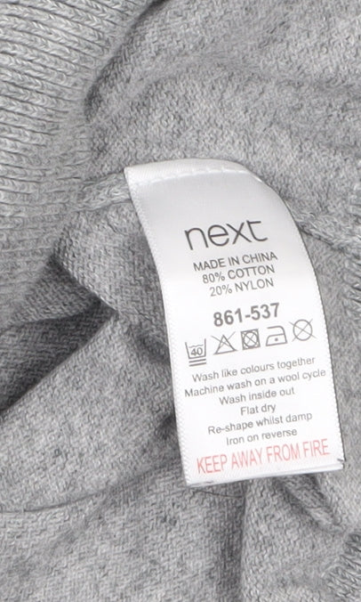 Next Men’s Grey V-Neck Cotton Jumper M Classic Knit Pullover
