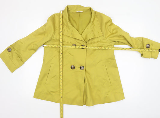 Marks and Spencer Women's Green Cotton Short Pea Coat UK 12